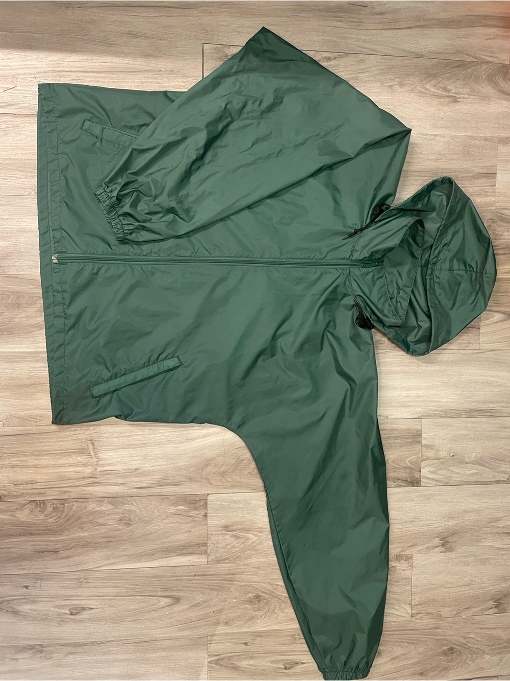Vintage Baggy Green Hooded Windbreaker Jacket